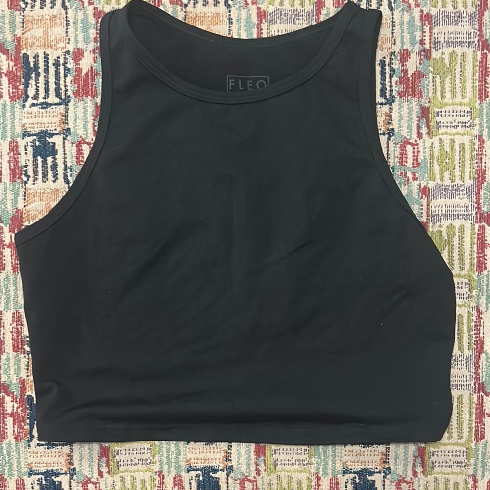 Fleo Black Fitted Crop Tank Top